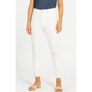 LOFT Made and Loved High Waist Boyfriend White Distressed Denim Jeans 6/28‎